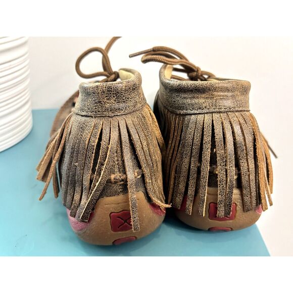 Twisted X Boots Bomber Tribal Pattern Leather Fringe Moccasin Size 6.5 - Picture 5 of 15